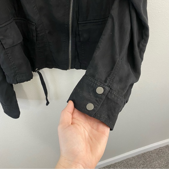 Anthropologie Marrakech Brushed Twill Moto Motorcycle Jacket Coat Black Large - Picture 3 of 8